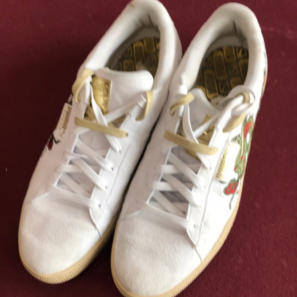 PUMA Court Classic Dragon Embroidered Suede Shoes